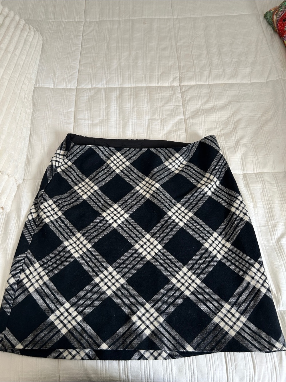 Talbots Black and White Plaid A-Line Skirt
